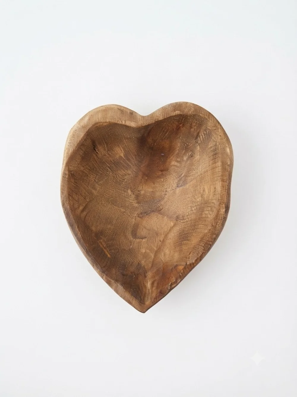 Vintage Heart-Shaped Wooden Serving Bowl - Brown